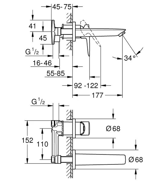 Змішувач для раковини прихованого монтажу Grohe BauLoop New (20289001)