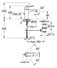 Змішувач для раковини M-розміру Grohe Eurosmart Cosmopolitan (23325000)