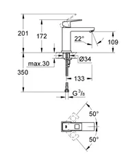 Змішувач для раковини M-розміру Grohe Eurocube (23446000)