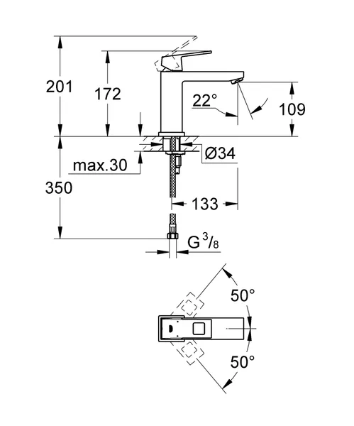 Змішувач для раковини M-розміру Grohe Eurocube (23446000)