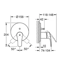 Змішувач прихованого монтажу на 2 споживача Grohe Eurosmart New (24043003)