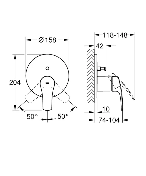 Змішувач прихованого монтажу на 2 споживача Grohe Eurosmart New (24043003)