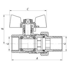 Кран з американкою 1/2" прямий Waterpro червоний (WP0151)