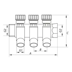Колектор для теплої підлоги на 2 контура Koer KR.1123-2 3/4"x2 ways (KR2829)