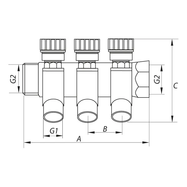 Колектор для теплої підлоги на 2 контура Koer KR.1123-2 3/4"x2 ways (KR2829)