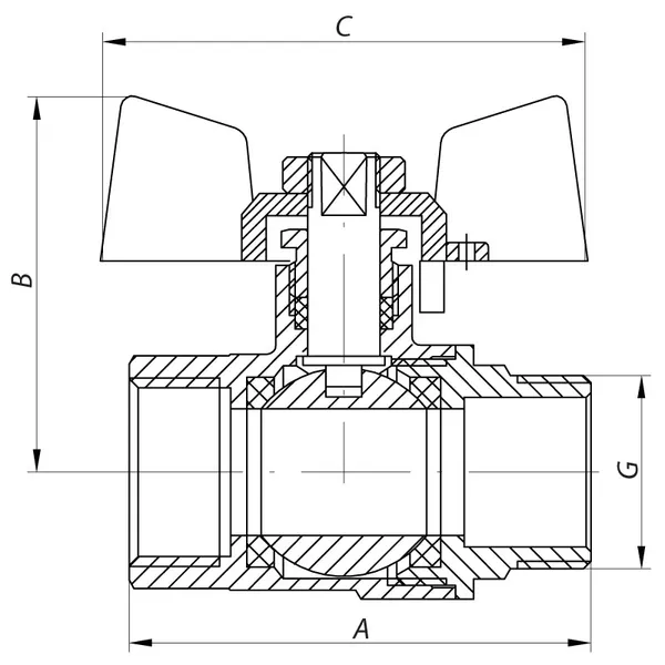 Кран кульовий Waterpro 1/2" ГШМ (сталева метелик) (WP2907)
