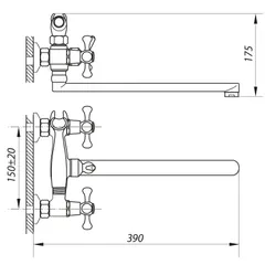 Змішувач для ванни Zerix D4Q 827 (ZX0009)