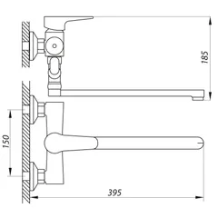 Змішувач для ванни Zerix PUD6 045 (ZX2937)