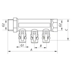 Колектор з кульовими кранами та фітингом Koer KR.1125-4 - 3/4”x4 Ways (KR2837)