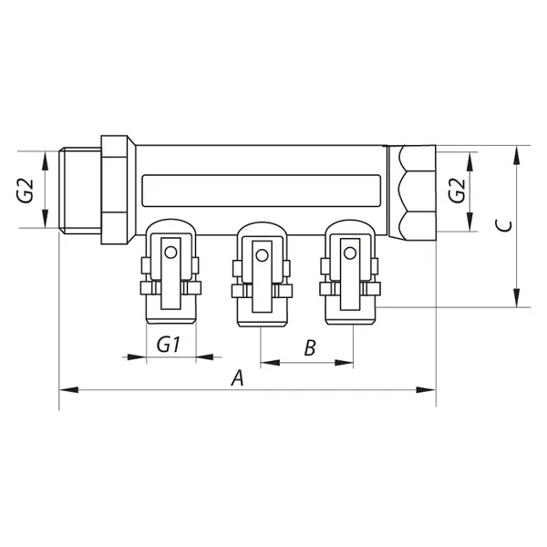 Колектор для теплої підлоги на 3 контура Koer KR.1125-3 3/4"x3 ways (KR2836)