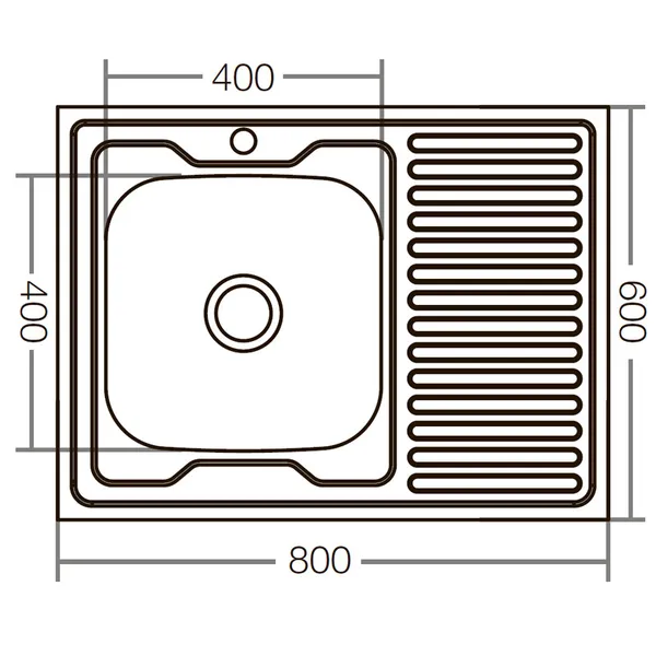 Кухонна мийка накладна ZerixZ8060L-06-160E (Satin) (ZX1616)