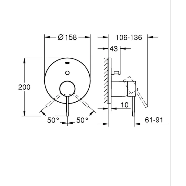 Одноважільний змішувач на 2 виходи Grohe Essence (24167KF1)