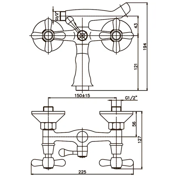 Змішувач для ванни Haiba Dominox 142 матовий (HB0066)