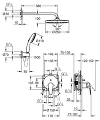 Прихована душова система Grohe BauEdge з Tempesta 250 (25290000)