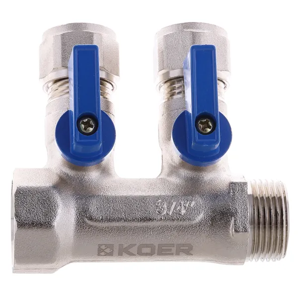 Колектор для теплої підлоги з фітингом Koer KR.1125-2 3/4"x2 ways (KR2835)