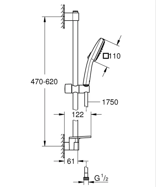 Душовий гарнітур Grohe Tempesta Cube 110, 2 режими (26907003)