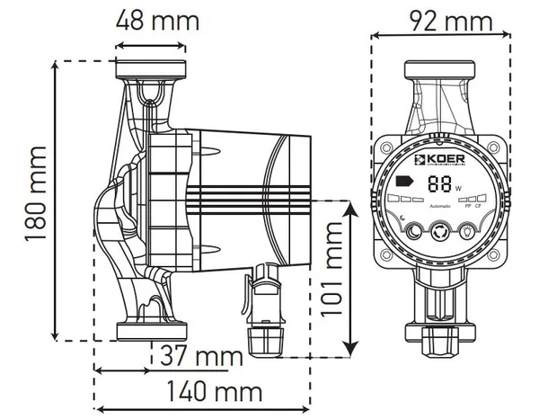 Насос циркуляційний енергозб. Koer KP.N25 / 6-180 (KP0247)