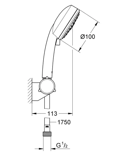 Душовий набір з тримачем, 3 режими струменя Grohe New Tempesta Cosmopolitan (27584002)