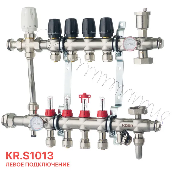 Колектор зі вбудованим змішув. вузлом KOER KR.S1013-4 1 "х4 SUS304 і євроконусами 3 / 4-16 (KR2947)
