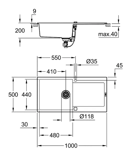 Композитна мийка для кухні Grohe K500 (31645AT0)