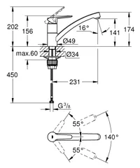 Змішувач для кухні Grohe BauEco (31680000)