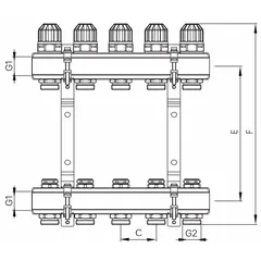 Колекторний блок з термостатіч. клапанами Koer KR.1100-03 1"x3 ways (KR2629)