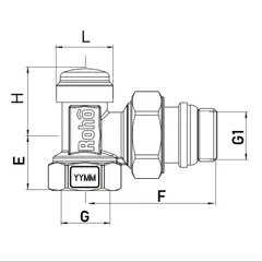 Кран радіаторний Roho R5251-050 - 1/2" кутовий (антипротікання) (RO1016)