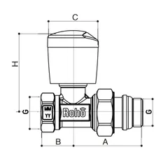 Кран радіаторний Roho R5560-050 - 1/2" прямий (RO0130)