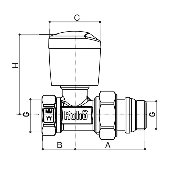 Кран радіаторний Roho R5561-050 - 1/2" прямий (антипротікання) (RO0131)