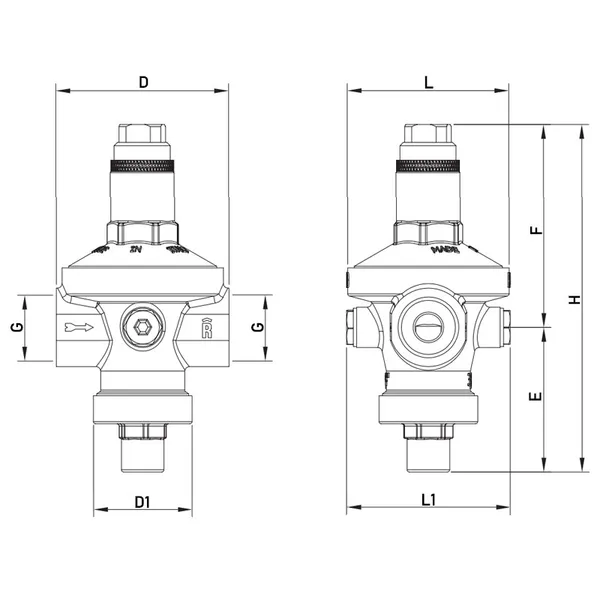 Редуктор тиску Roho R1203-050 - 1/2" ВВ, PN16 (1,5-7 бар) мембранний (RO0147)