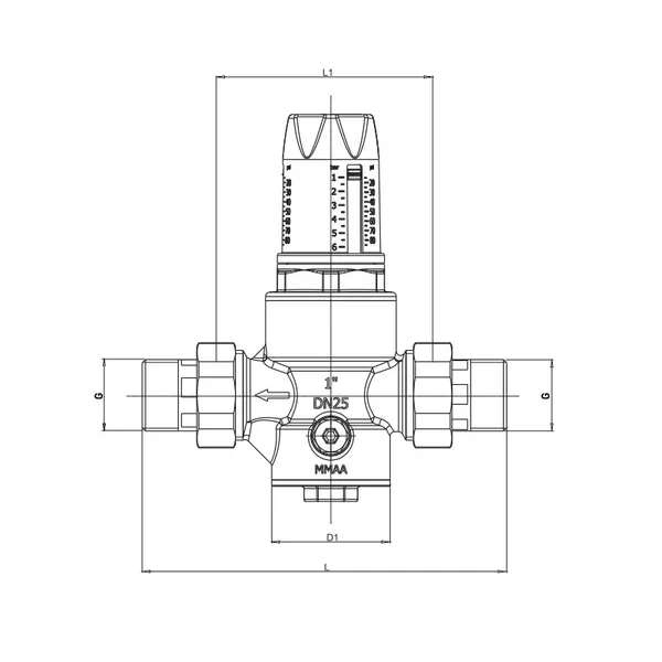 Редуктор тиску Roho R1202-050 - 1/2" ПН, PN25 (1-6 бар) мембранний (RO0145)