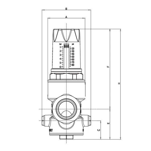 Редуктор тиску Roho R1202-050 - 1/2" ПН, PN25 (1-6 бар) мембранний (RO0145)