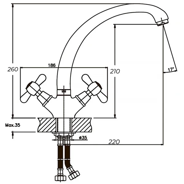 Змішувач для кухні Haiba Dominox 273 (HB0084)
