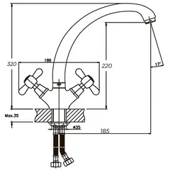 Змішувач для кухні Haiba Dominox 275 (HB0090)