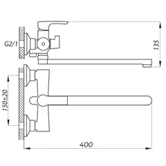 Змішувач для ванни Zerix FAB-7 (ZX3054)