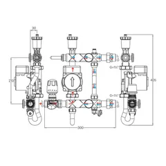 Змішувальний вузол Koer KR.S1021 (з байпасом) 1 "НР SUS304 (KR2955)