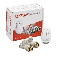 Комплект для нижньої підкл. радіатора KOER SET-22 - 1/2"x3/4" (прямий) з термоголовкою ЗЗ (KR3174)