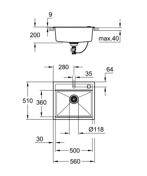 Композитна мийка для кухні Grohe K700 (31651AP0)