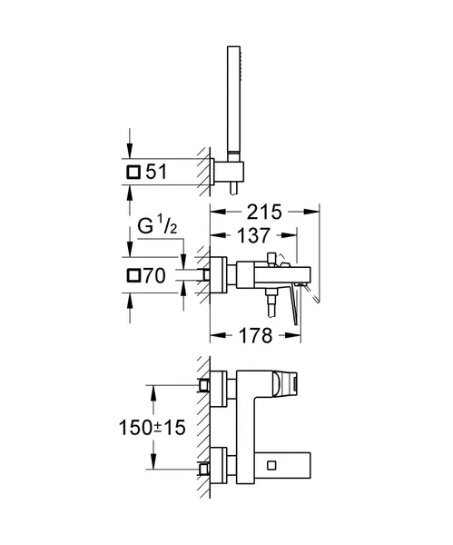 Змішувач для ванни Grohe Eurocube (23141000)