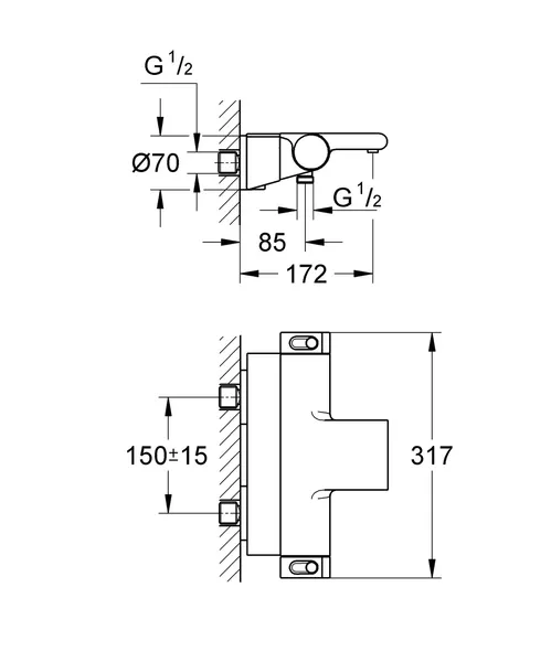Змішувач для ванни з термостатом Grohe Grohtherm 2000 NEW (34464001)