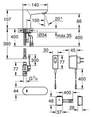 Монокран на одну воду сенсорний Grohe Euroeco Cosmopolitan E Bluetooth (36409000)
