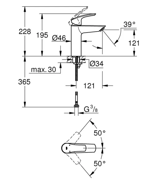 Змішувач для раковини M-розміру Grohe Eurosmart New (23324003)