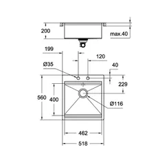Кухонна мийка K800 (50 cm) Grohe EX-2 Sink (31583SD0)