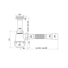 Сифон для кухні Zerix SK-01-A 1 1/2"x40 з литим випуском (ZX4950)