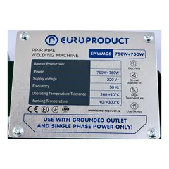 Паяльник Europroduct EP.WM05 для PPR труб (плоскі насадки) 20/40mm (EP6095)