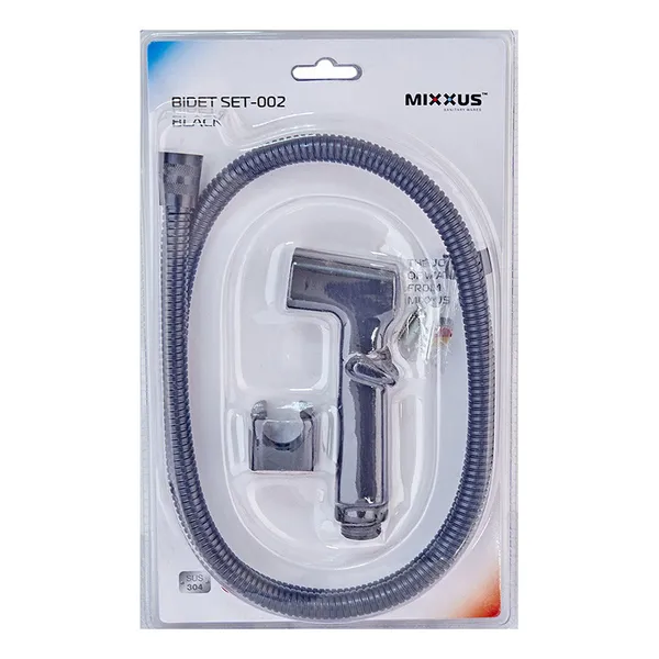 Набір для гігієнічного душу Mixxus Bidet SET-002 Black (шланг 1,2м) (LE2776)