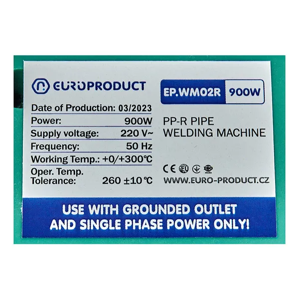 Паяльник Europroduct EP.WM02R для PPR труб, круглі насадки, 900W 20/32mm (EP6092)