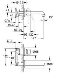 Змішувач для раковини прихованого монтажу Grohe BauClassic (2029200C)