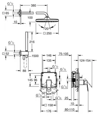 Прихована душова система Grohe Eurocube Tempesta 250 Cube (25289000)