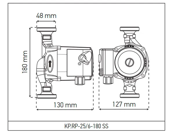Рециркуляційний насос Koer KP.RP-25/6-180 SS (з гайками) (KP2795)